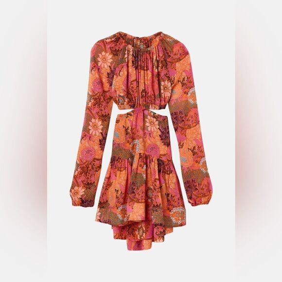 ALC Izzy Cutout Dress Orange Multi Georgette ALine Mini Dress - Picture 6 of 6